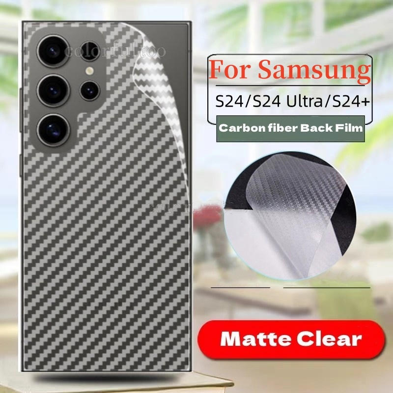 ฟิล์มกันรอยด้านหลัง คาร์บอนไฟเบอร์ แบบใส สําหรับ Samsung Galaxy S24 S24+ S24 Ultra 5G