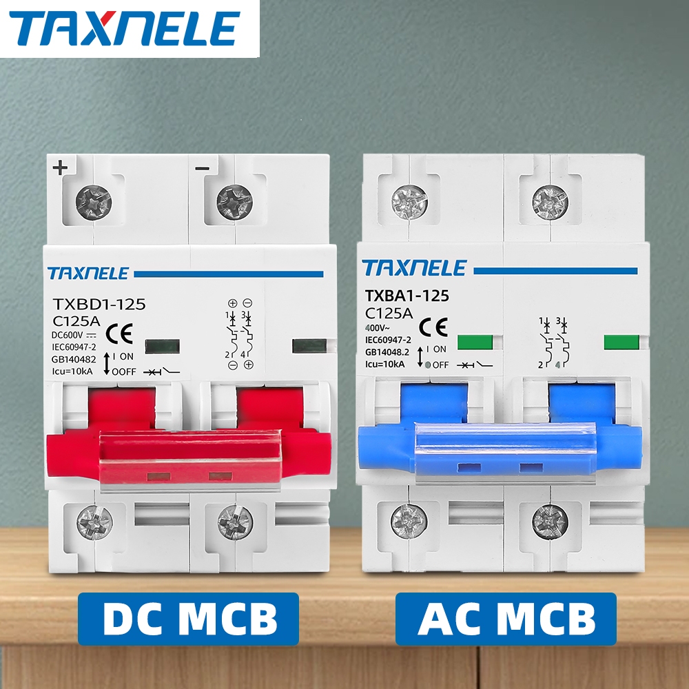 Taxnele 2P AC 400V DC 600V 80A 100A 125A Mini Circuit Breaker MCB Short Overload Circuit Protector
