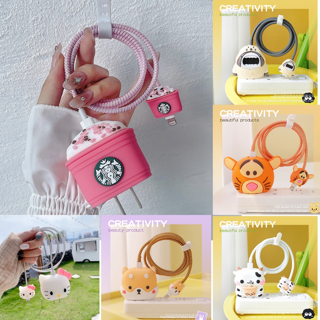 สัตว์ประหลาดตาโตการ์ตูน ฝาครอบป้องกันตัวชาร์จ สําหรับ iphone 18/20 W การ์ตูน ตัวม้วนสายเคเบิล ตัวป้องกันสายเคเบิ สําหรับ USB/type-c