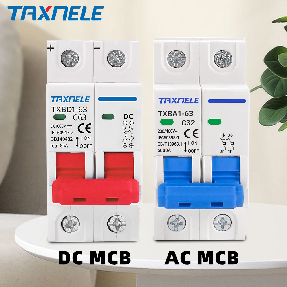 2p DC 1000V AC 400V พลังงานแสงอาทิตย์ Mini Circuit Breaker 10A 16A 32A 63A MCB สําหรับระบบ PV โวลต์