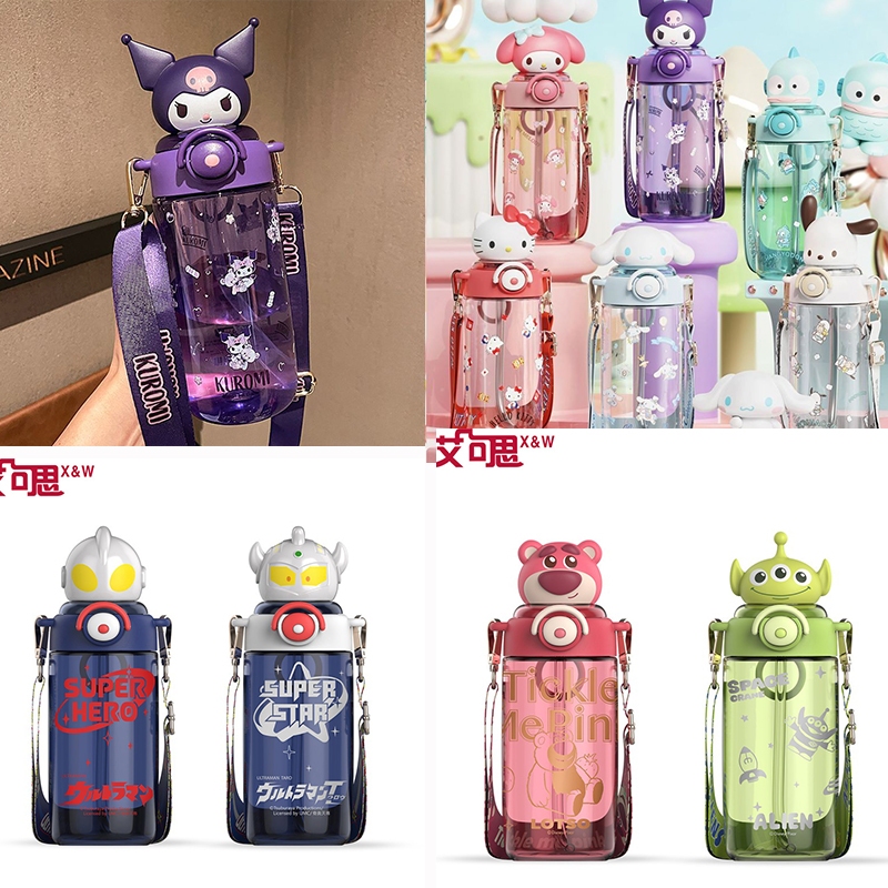 พร้อมส่ง Kuromi ขวดน้ําพลาสติก พร้อมหลอดดูด ปลอด BPA ความจุขนาดใหญ่ 650 มล. สําหรับเด็กนักเรียน