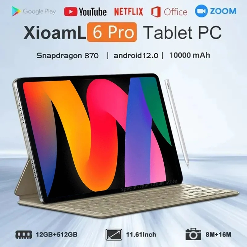 ของแท้ Global Version Pad แท็บเล็ต 6 Pro Snapdragon 870 Android 12 10GB+256GB PC 5G ซิมการ์ดคู่ WIFI