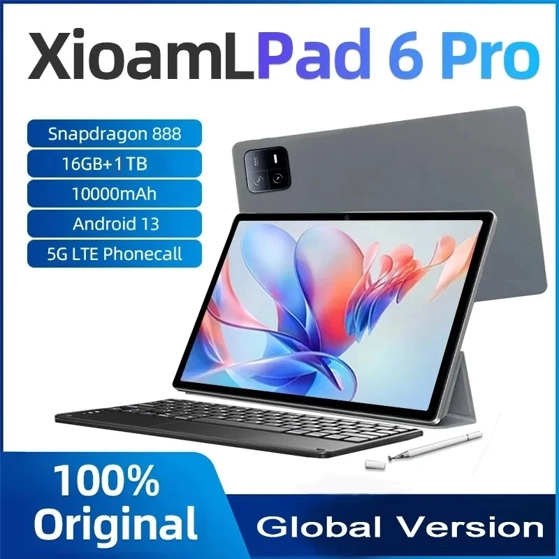 แท็บเล็ต PC หน้าจอ HD Pad 6 Pro Android Snapdragon 888 0cta Core Android 13 16GB 1TB 11 นิ้ว 5G 2024