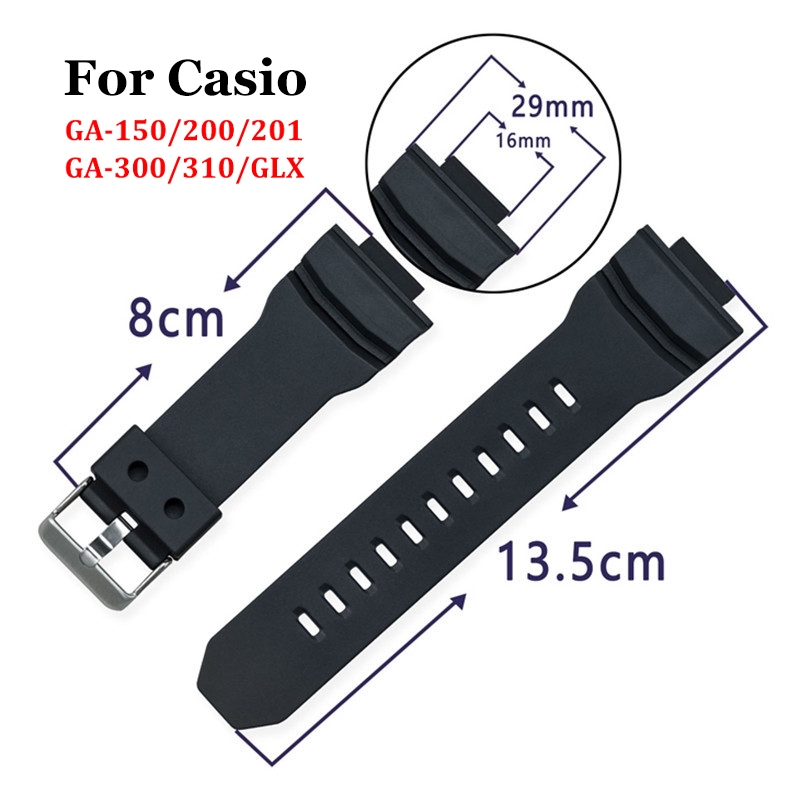 สายนาฬิกาข้อมือ ยางซิลิโคน TPU นิ่ม ขนาด 16 มม. แบบเปลี่ยน สําหรับ Casio G-shock GA-150 200 201 300 310 GLX
