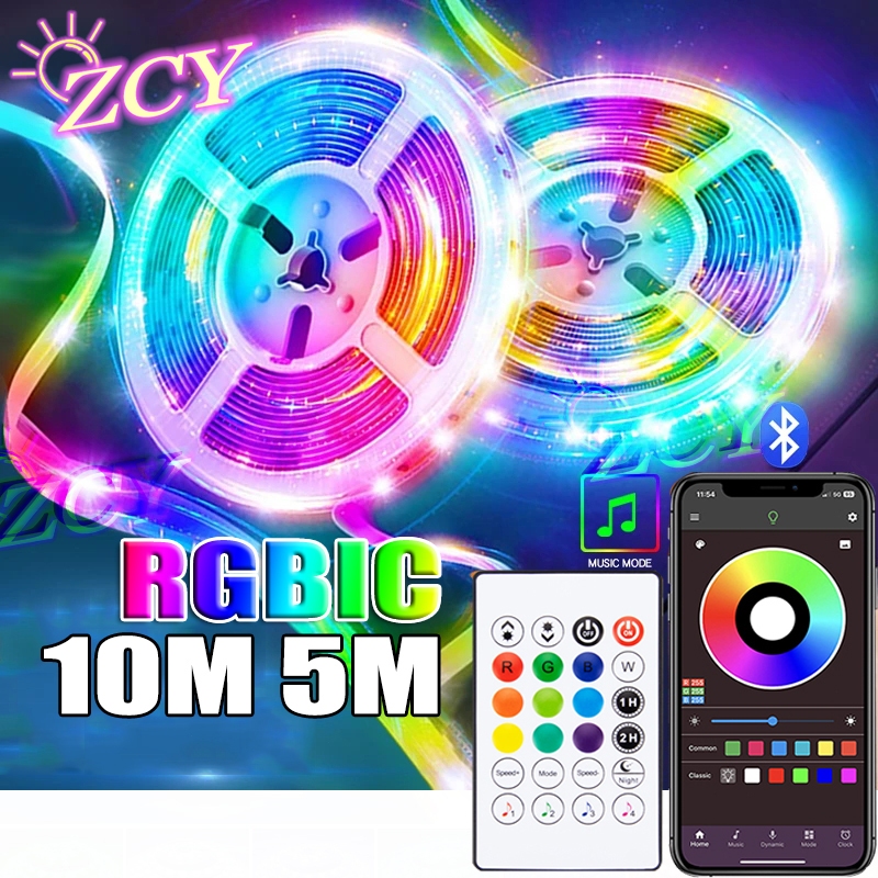 ไฟแต่งห้อง พร้อมส่งในประเทศไทย 10M 5M RGB การซิงโครไนซ์เพลง การไล่ระดับสีที่มีสีสัน LED Strip Light