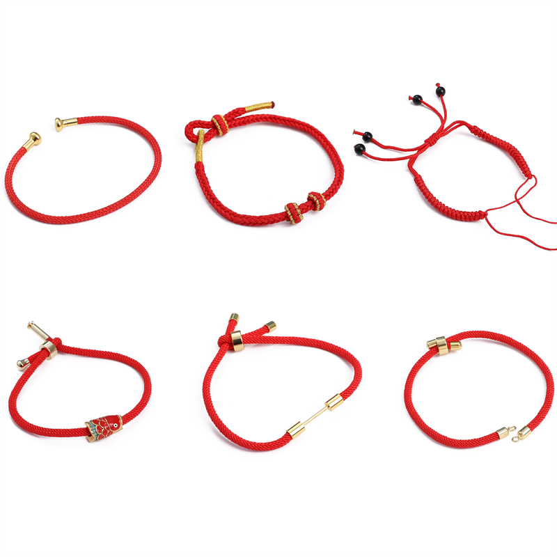 1String/กระเป๋าDIYกึ่งสําเร็จรูปปรับทอสร้อยข้อมือเหล็กเชือกสีแดงสําหรับเครื่องประดับDIYทําอุปกรณ์เสริม