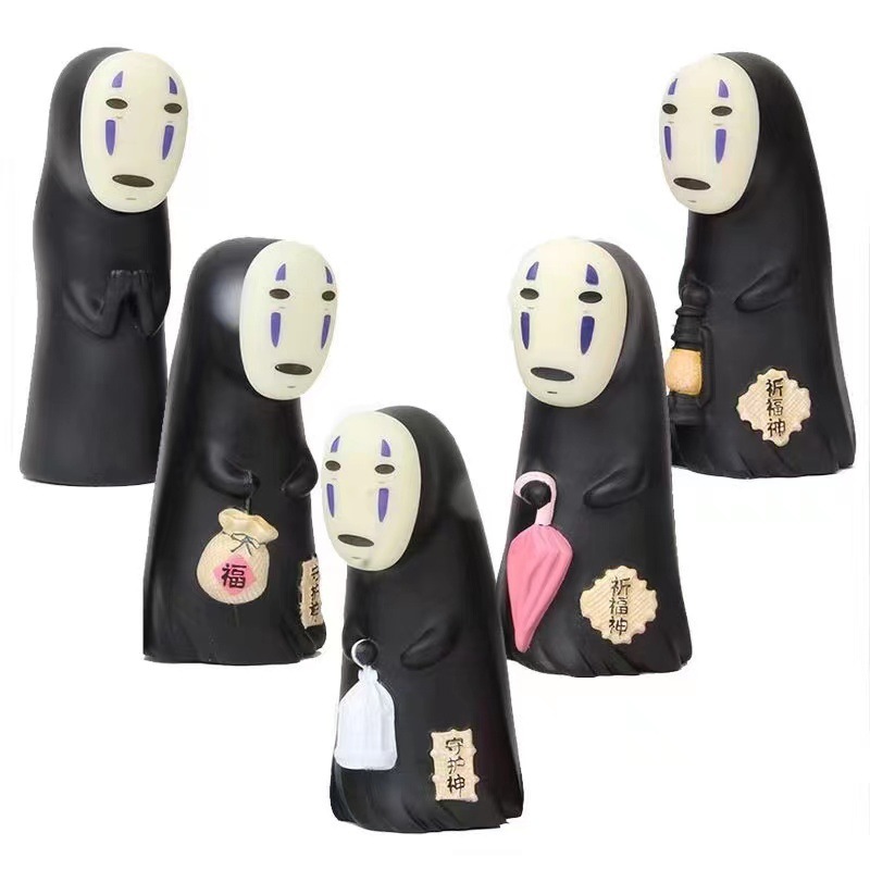 โมเดลฟิกเกอร์ PVC รูปการ์ตูนอนิเมะ Miyazaki Hayao Totoro Spirited Away No Face Man Ghosts Monster ขนาด 10 ซม. ของเล่นสําหรับเด็ก 5 ชิ้น ต่อชุด