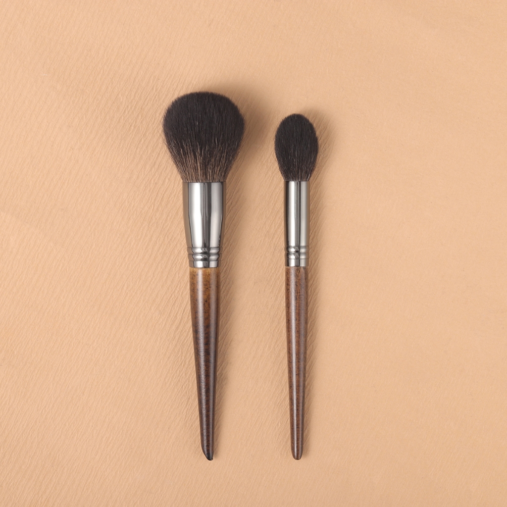 Ovw 2 ชิ้น Goat Hair Round Powder Highlighter Brush XQ0205