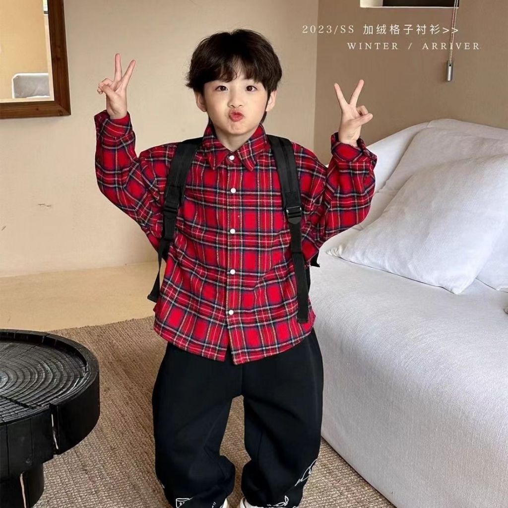 เสื้อเชิ้ต ลายสก๊อต ขนาดเล็ก สไตล์ตะวันตก เหมาะกับฤดูใบไม้ผลิ และฤดูใบไม้ร่วง สําหรับเด็กผู้ชาย