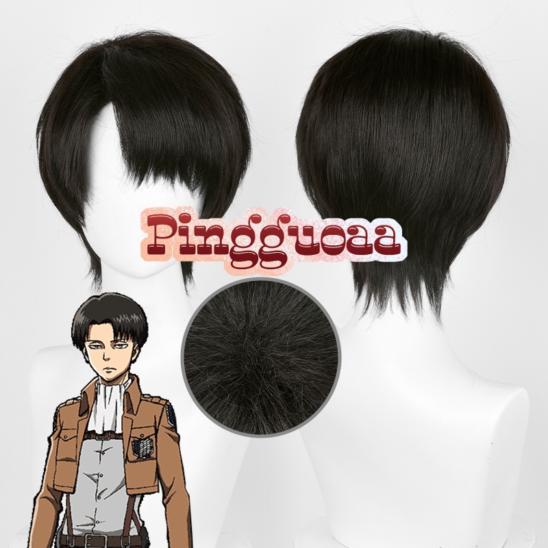 【Manmei】Attack on Titan Levi Ackerman 30cm Black Brown Short Heat Resistant Synthetic Wigs