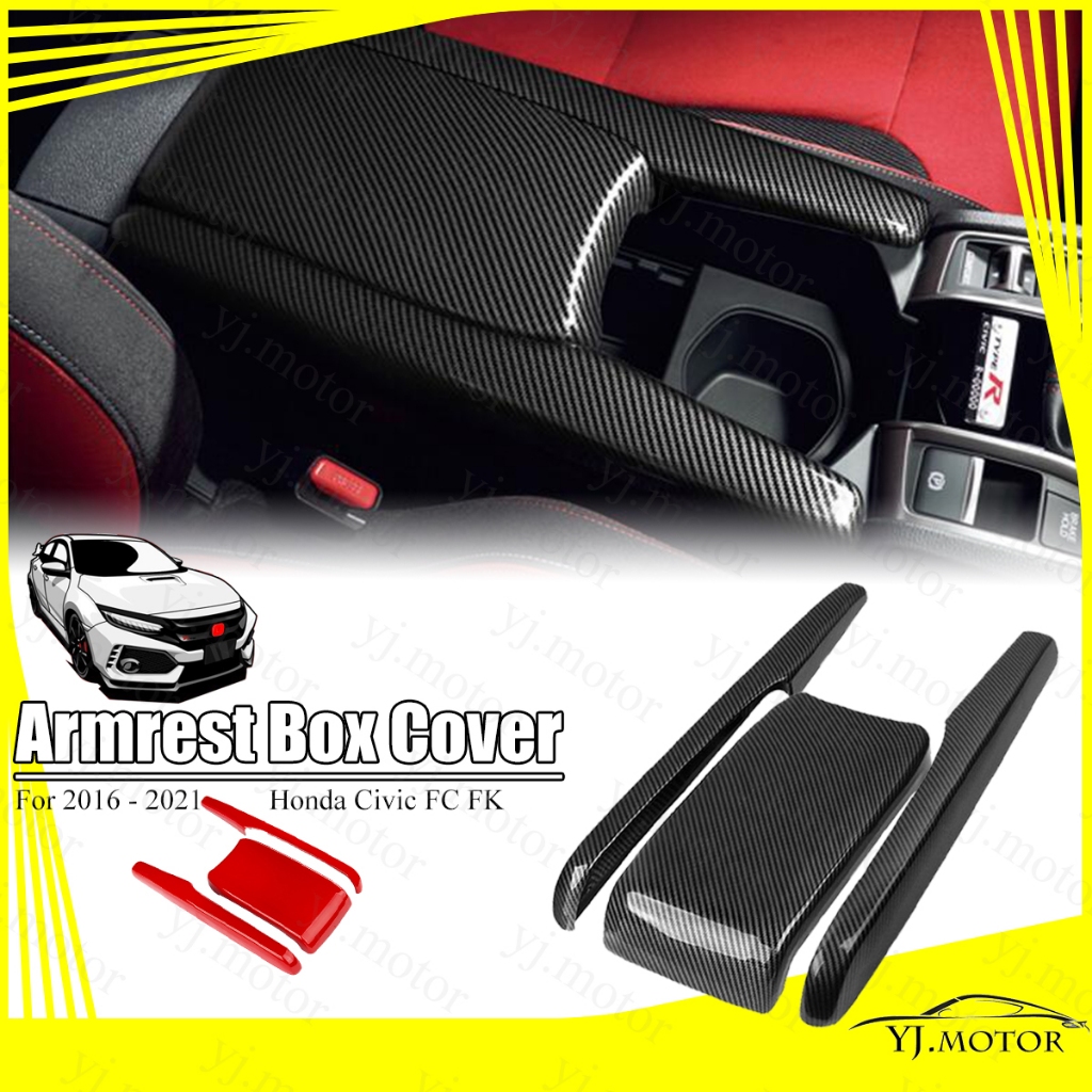 ฝาครอบที่เท้าแขน คาร์บอนไฟเบอร์ สําหรับ Honda Civic FC FK ปี 2016-2021