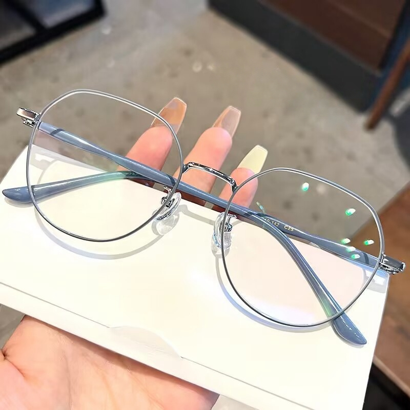 【CN Glasses】แว่นตาสายตาสั้น -125~475° 👓แว่นป้องกันแสงสีฟ้า👓 กรอบแว่นทรงกลม แว่นตาแฟชั่นผู้หญิงเกาหลี