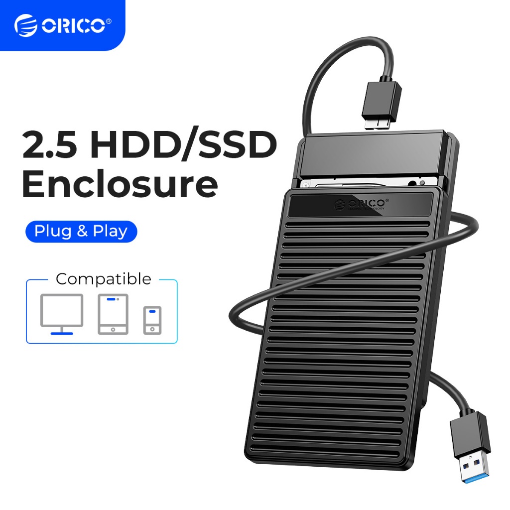 ORICO hdd Enclosure 2.5 SATA to USB 3.0 Type C External Hard Disk Case Tool ฟรี 5Gbps 4TB SSD HDD Casing พร้อม Auto Sleep (PDD25)