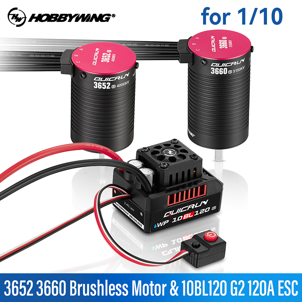 Hobbywing Quicrun มอเตอร์ไร้แปรงถ่าน Wp 10bl120 G2 120a Esc 3652 3660 G2 อุปกรณ์เสริม สําหรับโมเดลรถบังคับ 1/10
