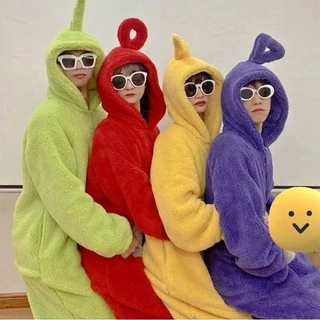 ชุดนอนกันหนาว Teletubbies ตุ๊กตาทีวี มาสคอต ผ้าขนสัตว์ ปาร์ตี้ เสื้อผ้าวันหยุด