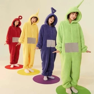ชุดนอนกันหนาว Teletubbies ตุ๊กตาทีวี มาสคอต ผ้าขนสัตว์ ปาร์ตี้ เสื้อผ้าวันหยุด