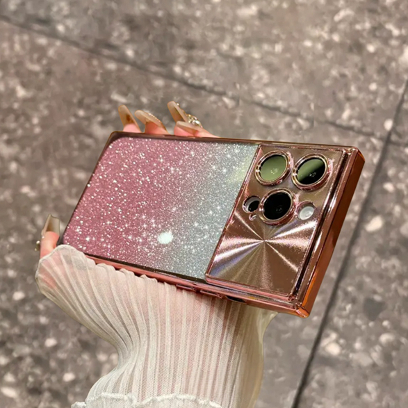 【Square tpu soft case+Glitter paper/Pink】เคส compatible for iPhone 11 12 13 14 pro max case