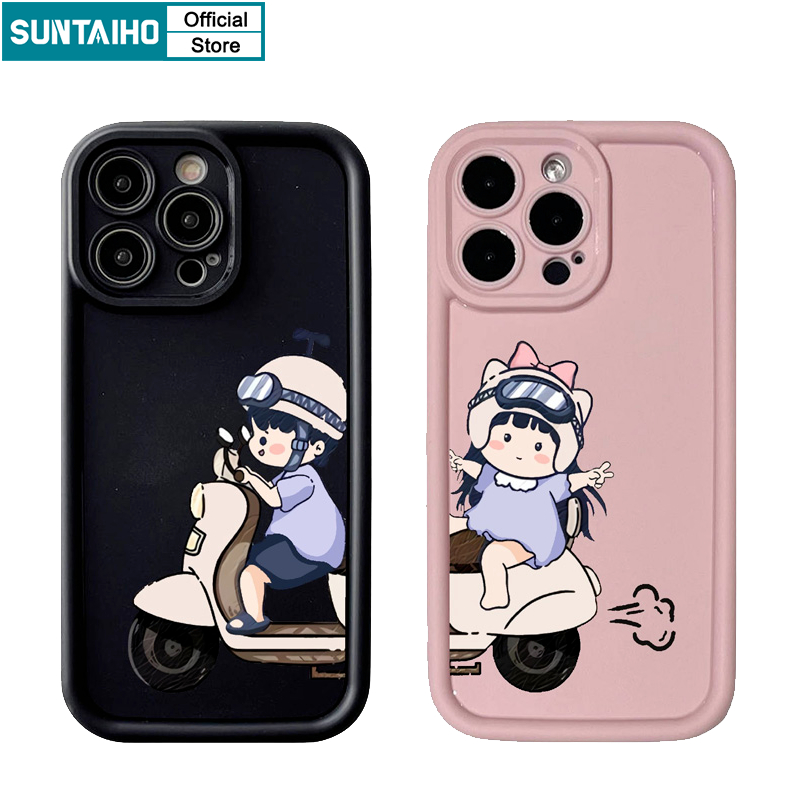 Suntaiho เคสไอโฟน เคสโทรศัพท์มือถือ ซิลิโคนนิ่ม TPU กันกระแทก ลายรถจักรยานยนต์ แฟชั่น สําหรับ Iphone 15 14 12 13 11 Pro Max IP 7 8 Plus Iphon X Xs XR Xs Max