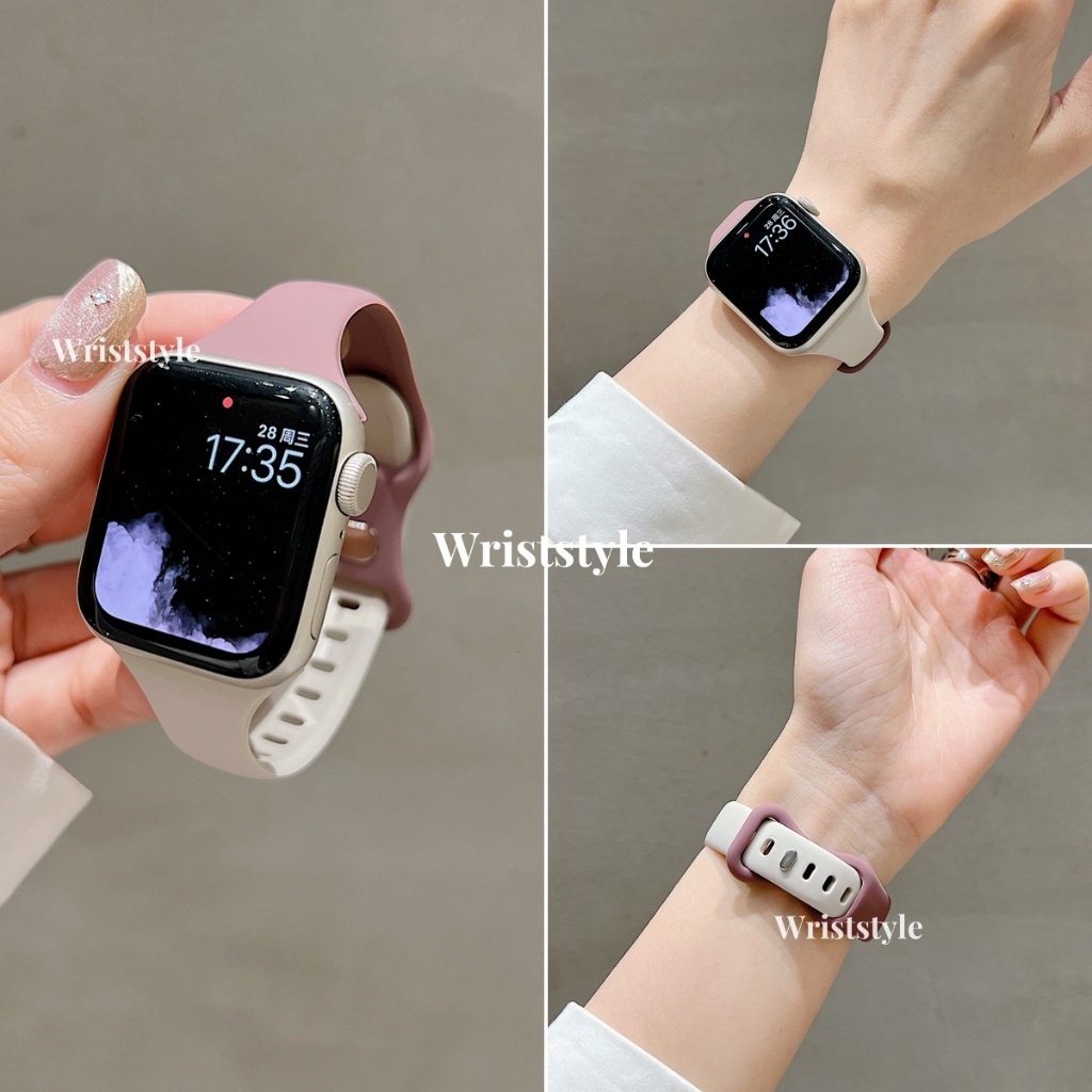 สายนาฬิกาข้อมือ ยางซิลิโคนนิ่ม ขนาดเล็ก สองสี แบบเปลี่ยน สําหรับ Apple Watch S9 8 7 6 5 4 3 SE2 ULTRA iWatch 49 มม. 45 44 42 41 40 38