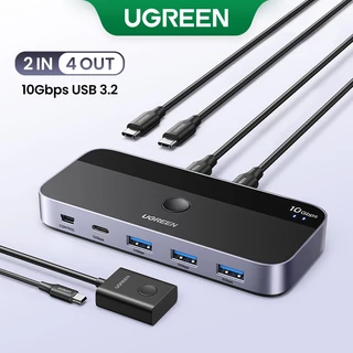 Ugreen สวิตช์ USB C KVM 3.2 10Gbps สําหรับเครื่องพิมพ์ และสแกนเนอร์ 2 ชิ้น แชร์ 4 อุปกรณ์