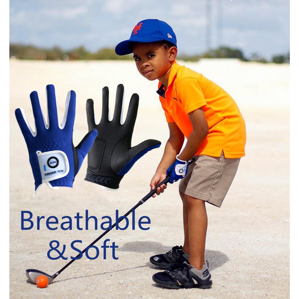 ถุงมือกอล์ฟเด็กมือซ้ายขวาทุกสภาพอากาศ Soft Rain Grip 1 คู่, ถุงมือกอล์ฟเยาวชนชายหญิง Microfieber Breathable Quick-Drying สีสีฟ้าสีแดงสีเหลืองสีขาว Fit เด็ก