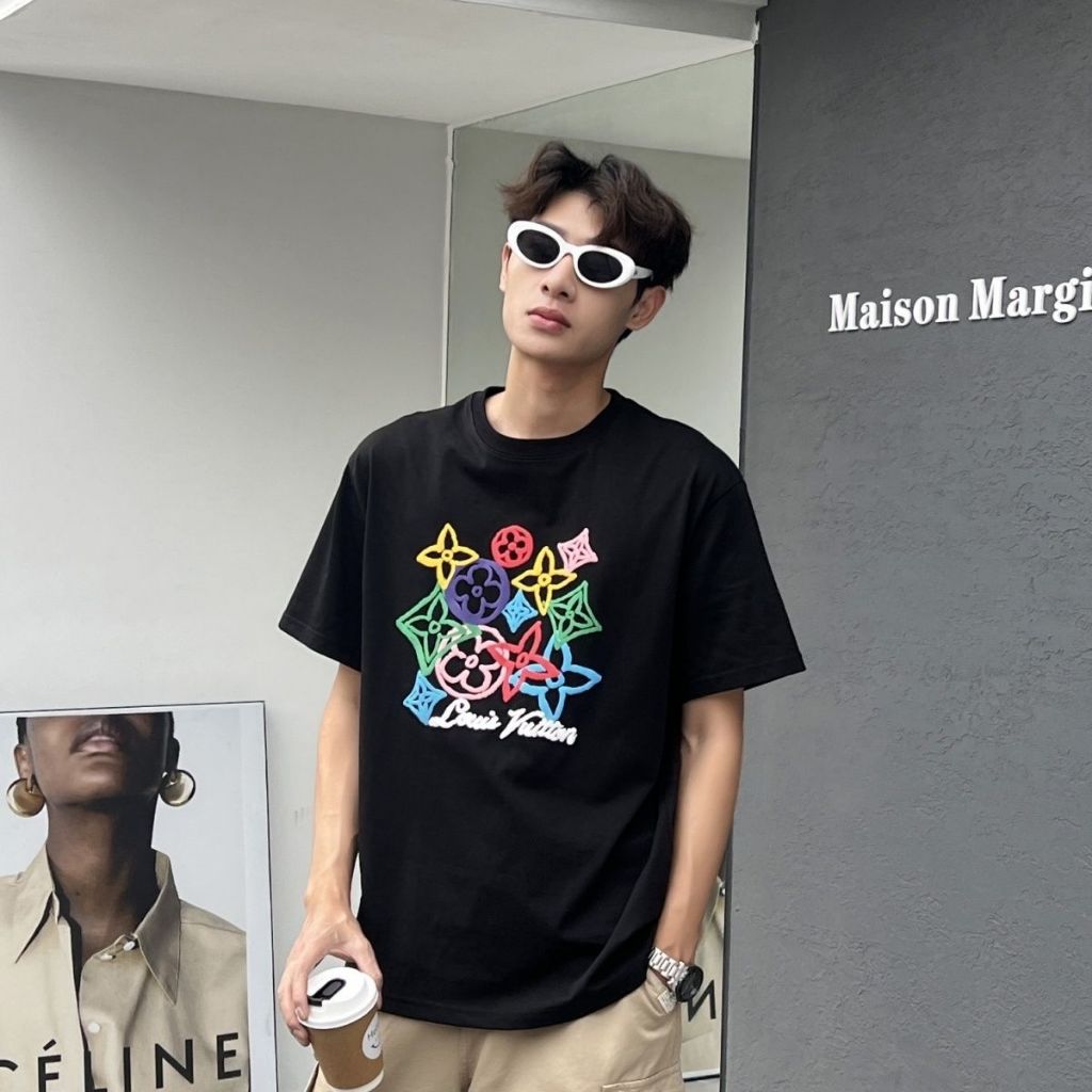 เสื้อยืดคอกลม ทรงหลวม พิมพ์ลายตัวอักษร L1V 2024