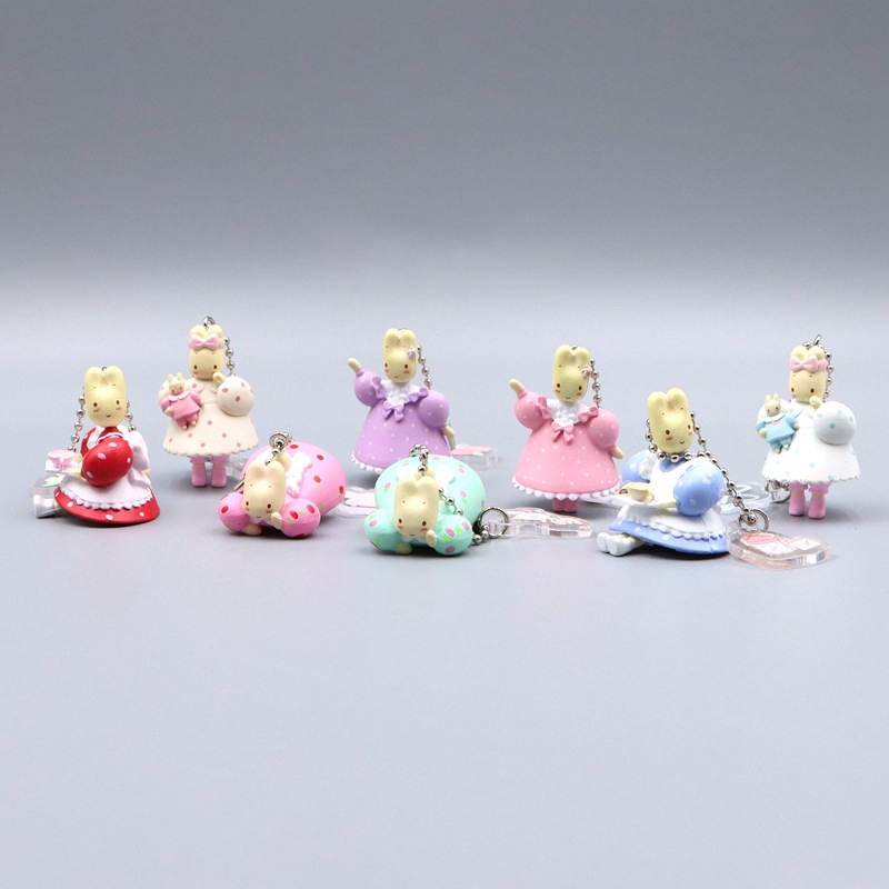 พวงกุญแจฟิกเกอร์ PVC รูปการ์ตูนอนิเมะ Marron Cream Jasmine Rabbit น่ารัก ขนาด 2-5 ซม. สําหรับตกแต่งโต๊ะ 8 ชิ้น ต่อชุด