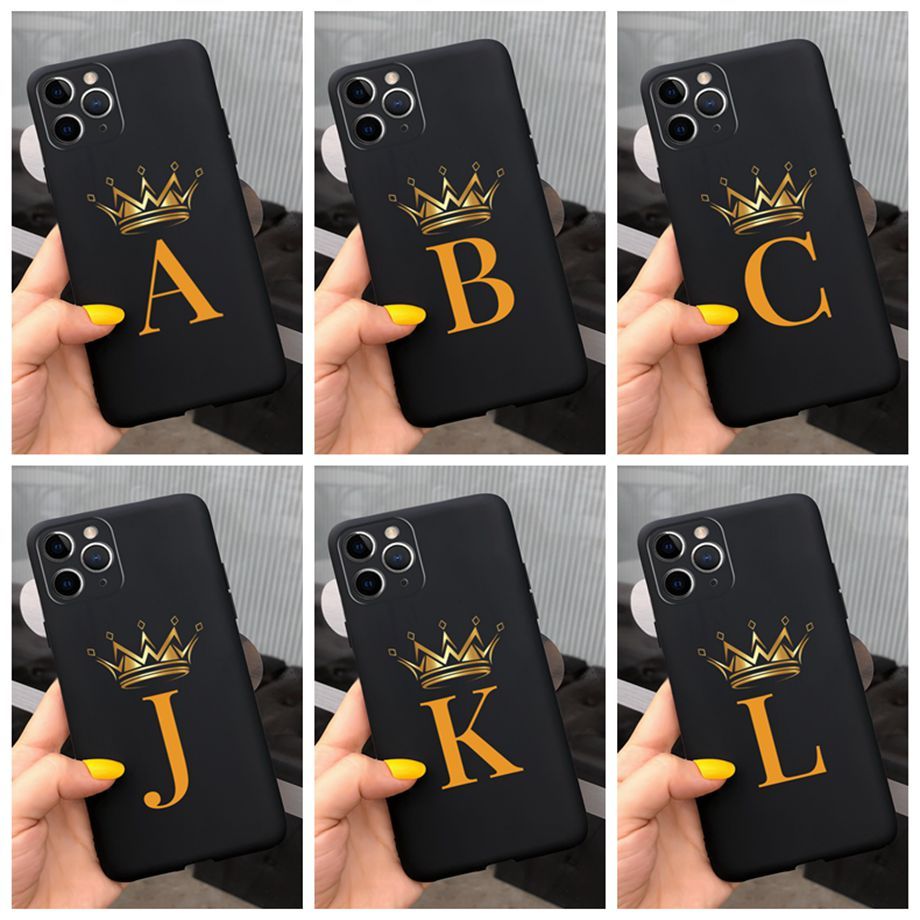 เคสโทรศัพท์มือถือ ผิวด้าน ลายตัวอักษรมงกุฎ สีดํา สําหรับ iPhone 11 Pro Max 11Pro Max
