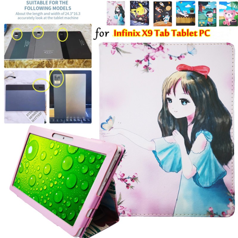 PU Leather Case Flip Stand Cover For Infinix X9 Tab Tablet PC Android 10 12 9.1 Cute Cartoon Series Shockproof Cover Infinix X 9 10.1 12.0 9.1inch 25cm*16.5cm