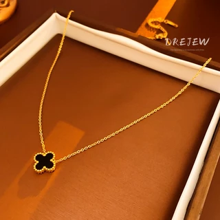 DREJEW สร้อยคอโซ่เหล็กไทเทเนียม จี้รูปดอกไม้อะคริลิค หลากสี หรูหรา กันแพ้ สร้อย
