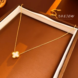 DREJEW สร้อยคอโซ่เหล็กไทเทเนียม จี้รูปดอกไม้อะคริลิค หลากสี หรูหรา กันแพ้ สร้อย