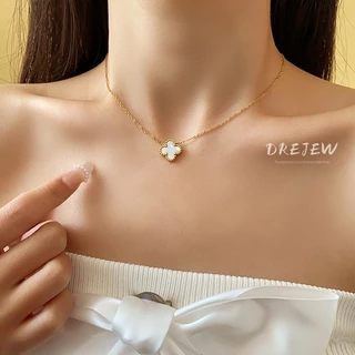 DREJEW สร้อยคอโซ่เหล็กไทเทเนียม จี้รูปดอกไม้อะคริลิค หลากสี หรูหรา กันแพ้ สร้อย