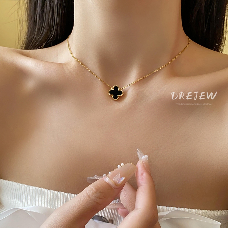 DREJEW สร้อยคอโซ่เหล็กไทเทเนียม จี้รูปดอกไม้อะคริลิค หลากสี หรูหรา กันแพ้ สร้อย