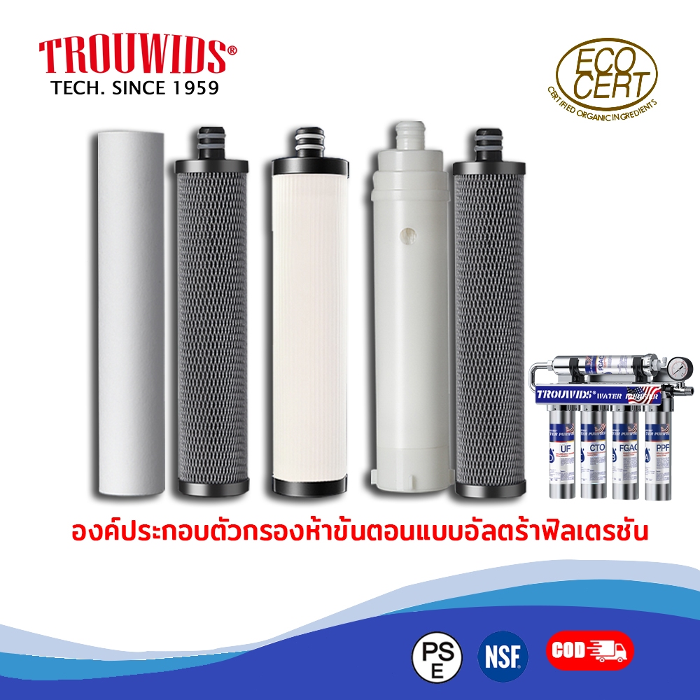 TROUWIDS ชุดไส้กรองน้ํา TR1700 ครบชุด 5 ชิ้น