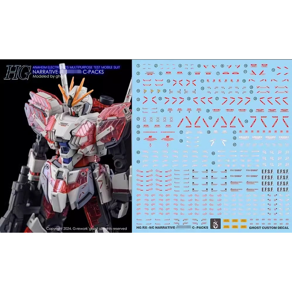 YAN GHOST HG 1/144 Narrative C-PACKS Water Slide Decal Fluo Type YANHG062
