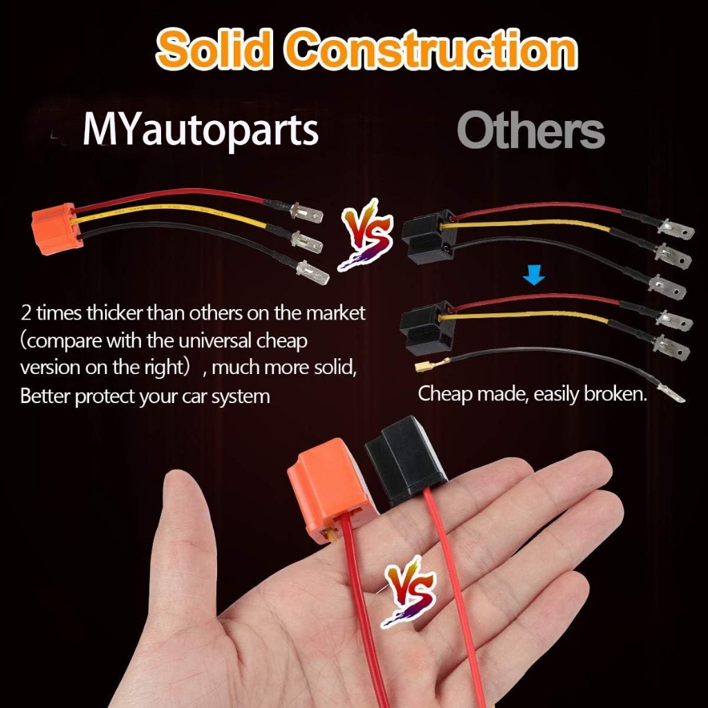 ขั้วต่อไฟหน้าเซรามิก H4 9003 HB2 2 ชิ้น พร้อมอะแดปเตอร์ซ็อกเก็ตสายไฟ 3 ชิ้น สําหรับสายไฟรีเลย์ H4 ไฟหน้า หรือไฟตัดหมอก ปลั๊ก H4 ไม่ได้มาตรฐาน - รูปที่ 4