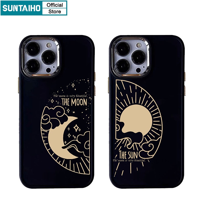 Suntaiho เคสไอโฟน เคสโทรศัพท์มือถือ ซิลิโคนนิ่ม กันกระแทก ลายดวงอาทิตย์ ดวงจันทร์ แฟชั่น สําหรับ Iphone 15 14 12 13 11 Pro Max IP 7 8 Plus Iphon X Xs XR Xs Max