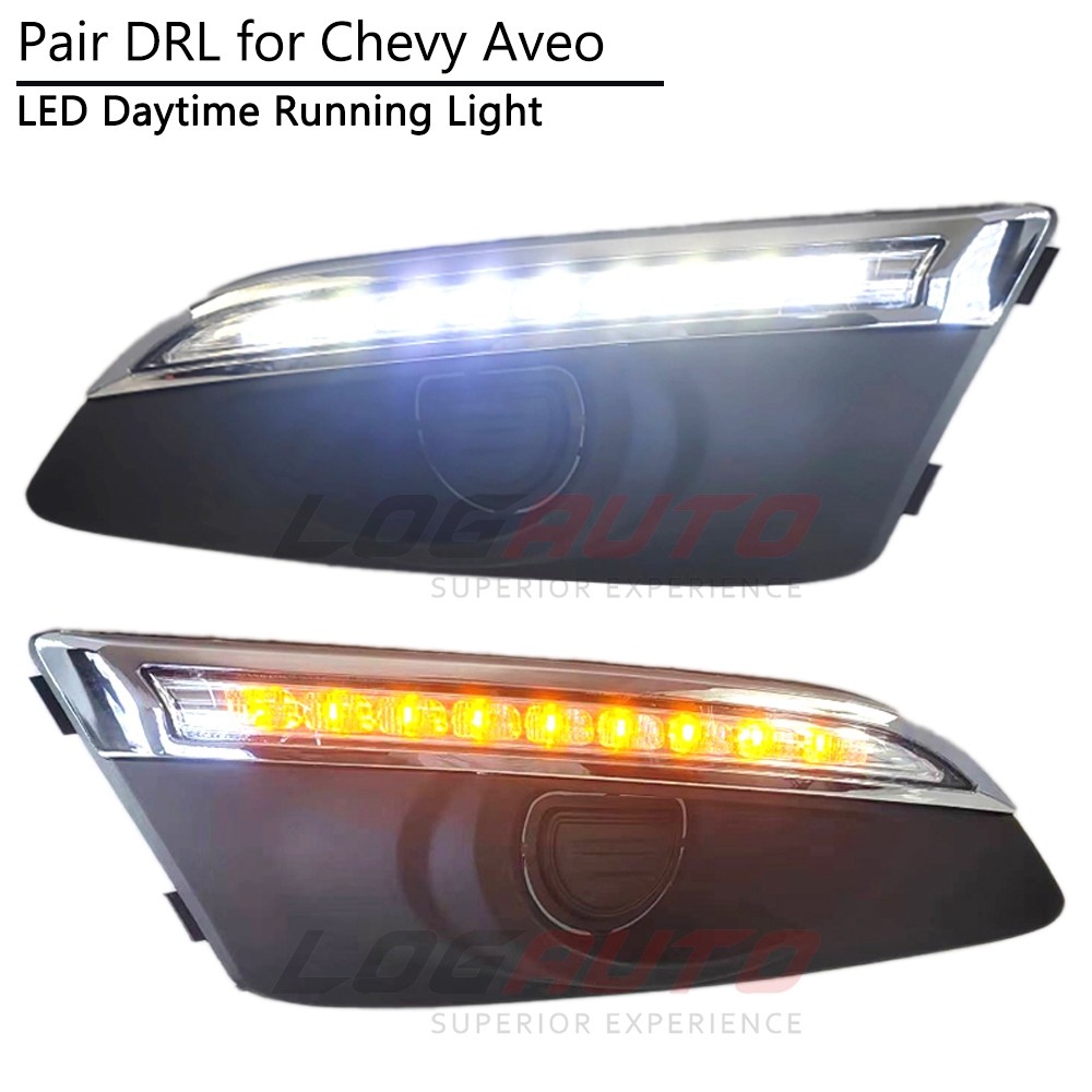 ไฟตัดหมอกเดย์ไลท์ LED พร้อมสัญญาณเลี้ยว สําหรับ Chevrolet Aveo 2011 2012 2013 2014 2015 Chevy Sonic 2012 2013 2014 2015 DRL