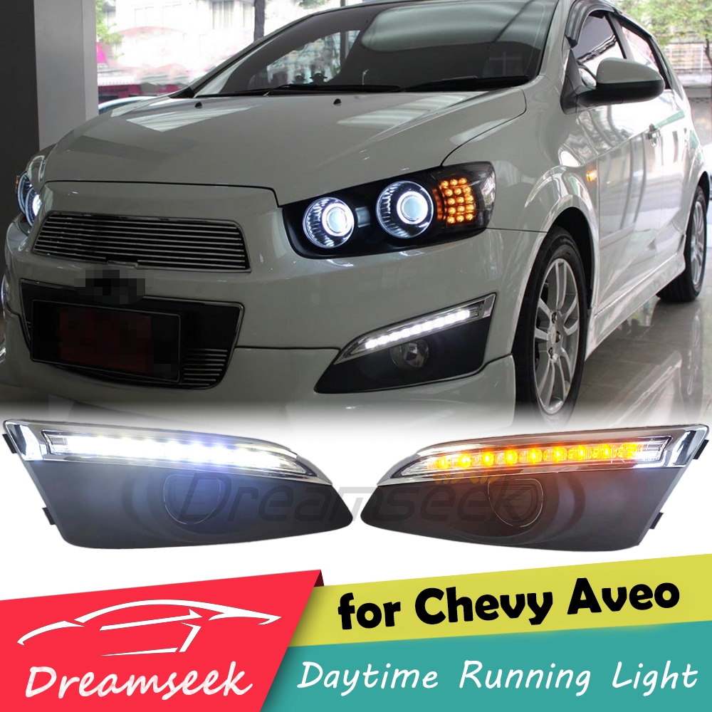 ไฟตัดหมอกเดย์ไลท์ LED DRL พร้อมเลนส์ใส สําหรับ Chevrolet Aveo 2011-2015 Chevy Sonic 2012 2013 2014 2015