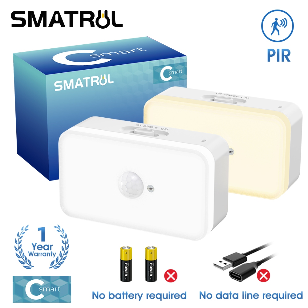 C โคมไฟ LED PIR เซนเซอร์ตรวจจับการเคลื่อนไหว เซนเซอร์ตรวจจับการเคลื่อนไหว แสงสีขาวอบอุ่น สองสี Typec สําหรับห้องนอน ห้องครัว บันได และทางเดิน