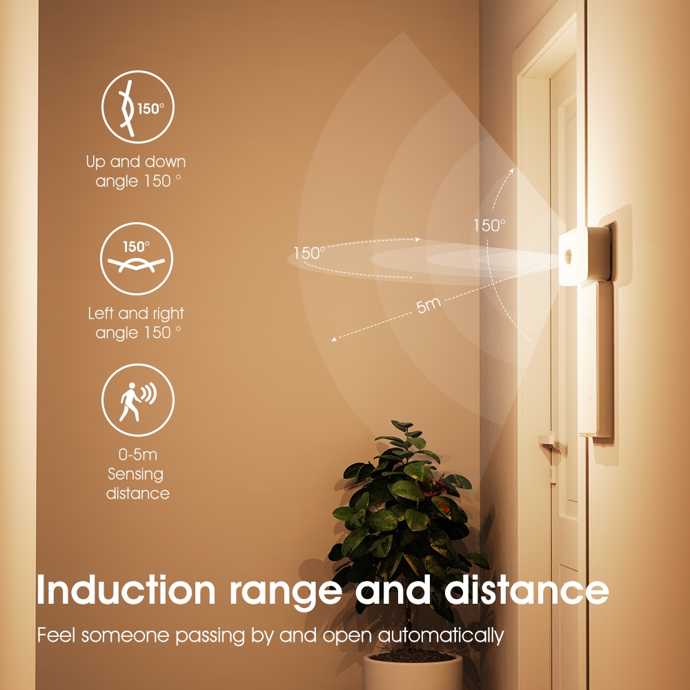 C โคมไฟ LED PIR เซนเซอร์ตรวจจับการเคลื่อนไหว เซนเซอร์ตรวจจับการเคลื่อนไหว แสงสีขาวอบอุ่น สองสี Typec สําหรับห้องนอน ห้องครัว บันได และทางเดิน - รูปที่ 4