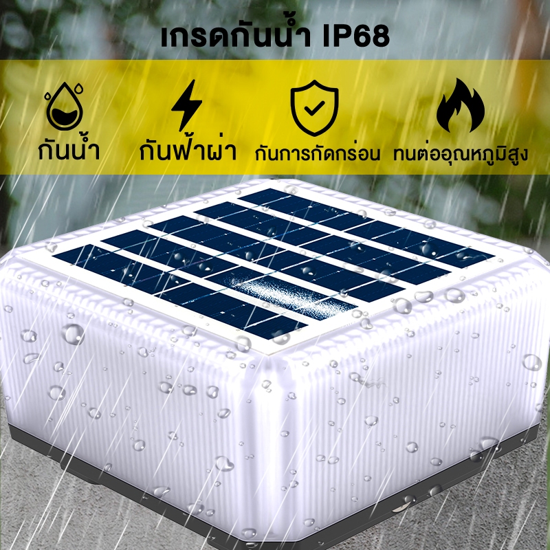 【ซื้อ 1 แถม 1】ไฟหัวเสาโซล่าเซลล์ โคมไฟหัวเสา ปรับได้2สี รุ่นสีเหลี่ยม ไฟ Solar light pillar lamp กันน้ำ ทนแดด การควบคุมแสงอัจฉริยะ ราคา ถูกที่สุด ดีลบีเคเค แกลเลอรีภาพที่ 6