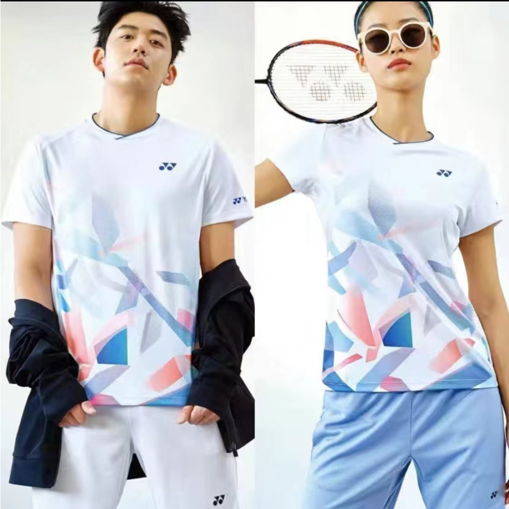 Yonex2024 ใหม่ ชุดเสื้อกีฬาแบดมินตัน แขนสั้น ผ้าตาข่าย ระบายอากาศ แห้งเร็ว ใส่สบาย สไตล์เกาหลี สําหรับผู้ชาย และผู้หญิง เหมาะกับการเล่นวอลเลย์บอล ปิงปอง