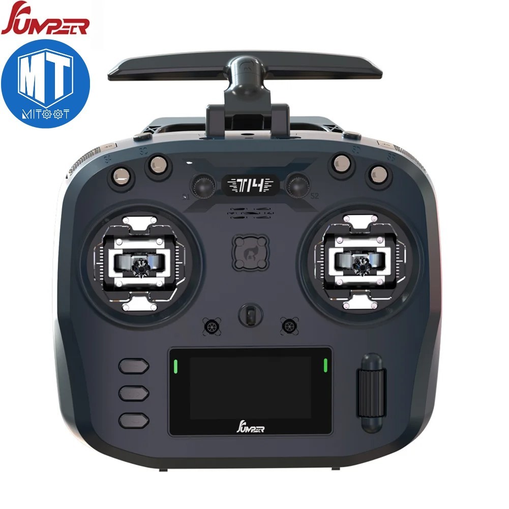 Jumper T14 2.4Ghz/915Mhz 1W ELRS รีโมตคอนโทรล เซนเซอร์ฮอลล์ CNC กิมบอล เสาอากาศพับได้สองทิศทาง จอแสดงผล OLED เครื่องบินบังคับ FPV