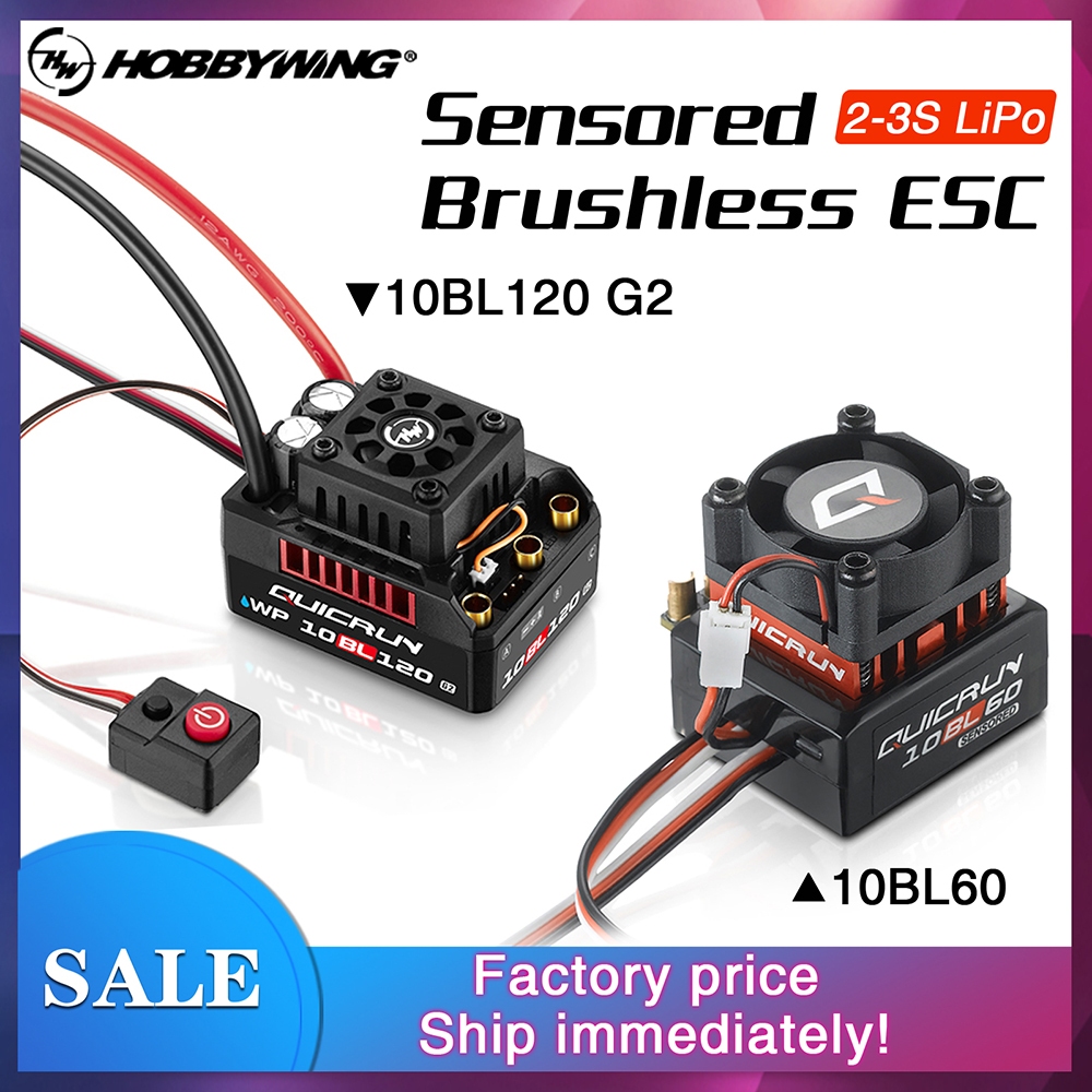 Hobbywing QUICRUN เซนเซอร์ 10BL120 120A 10BL60 60A 2-3S Lipo Brushless ESC สําหรับมอเตอร์รถยนต์ 1/10