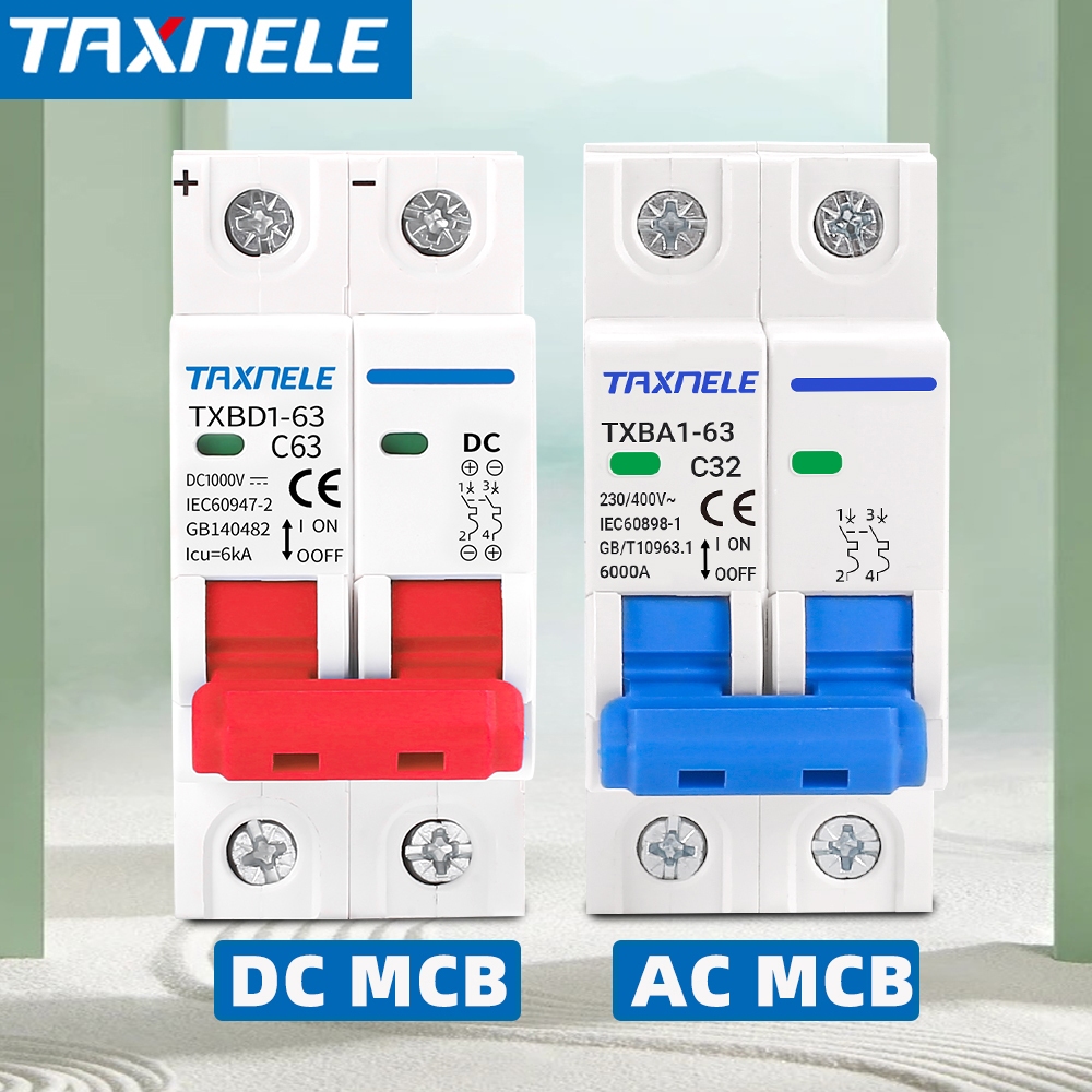 สวิตช์แบตเตอรี่เบรกเกอร์ พลังงานแสงอาทิตย์ 2P DC MCB 1000V AC 400V  63A สําหรับระบบ Photovoltaic PV