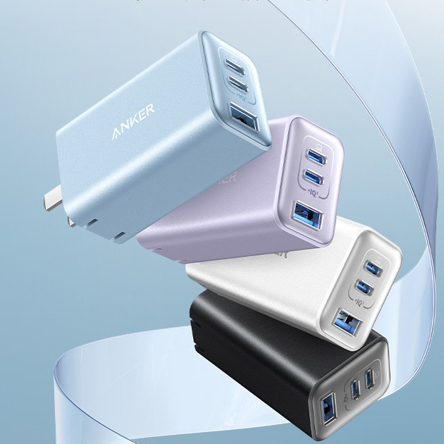 Anker ที่ชาร์จเร็ว USB C GaN II 65W PPS 3 พอร์ต พับได้ สําหรับ MacBook Pro Air iPad Pro Galaxy S20 S10 Dell XPS 13 Note 20 10+ iPhone 13 Pro Pixel