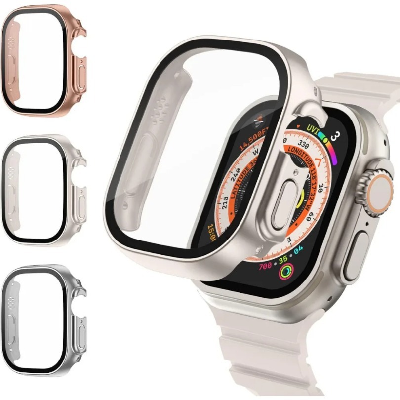 กระจก + เคส สําหรับ Apple watch case series 9 8 Ultra 49 มม. สําหรับ iWatch 7 6 5 4 3 41 มม. 45 มม. เคสสมาร์ทวอทช์ ป้องกันหน้าจอ PC กันชน