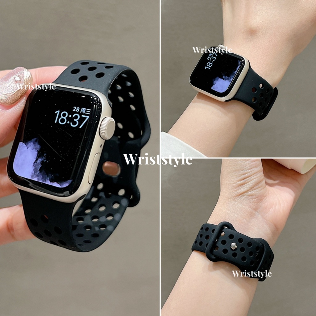 สายนาฬิกาข้อมือซิลิโคน ระบายอากาศ เป็นมิตรกับผิวหนัง แบบเปลี่ยน สําหรับ Apple Watch S10 9 8 7 6 5 4 3 2 1 SE ULTRA iWatch 49 มม. 46 45 44 42 41 40 38
