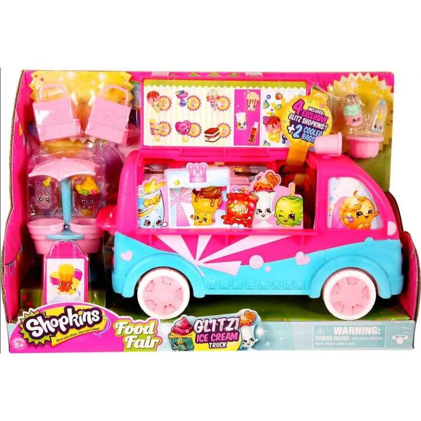 Shopkins Food Fair Glitzi Ice Cream Truck Exclusive Playset Shopkins ชุดของเล่นรถบรรทุกไอศกรีม Glitzi